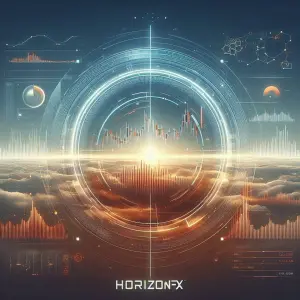 Promotional cover for Horizon FX EA featuring dynamic graphics and automated Forex trading highlights