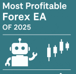 Most profitable forex ea featured with futuristic trading bots, currency charts, and data interfaces representing automated FX strategies for 2025