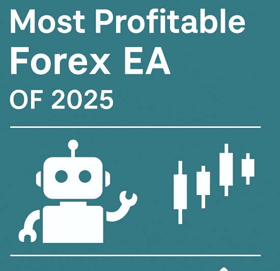 Most profitable forex ea featured with futuristic trading bots, currency charts, and data interfaces representing automated FX strategies for 2025