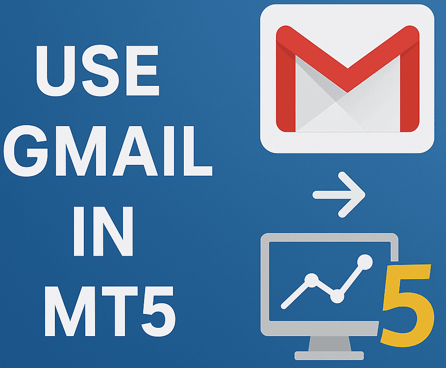 Use Gmail in MT5 setup illustration with Gmail and MetaTrader 5 logo