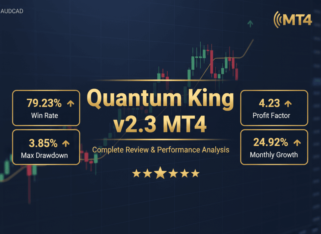 Home 42 Quantum King v2.3 key features including smart grid strategy, strict risk management, multi-timeframe analysis, and MT4 compatibility