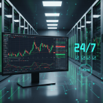 Best VPS for forex trading setup showing MetaTrader 5 dashboard with live trading charts, 24/7 uptime monitoring, and low latency server infrastructure