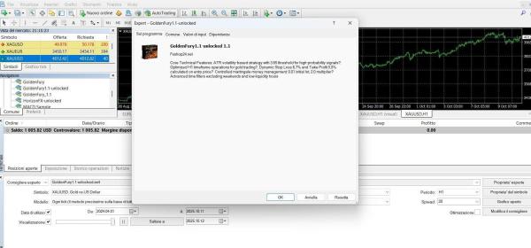 MT4 Bot GoldenFury EA – Gold XAUUSD Expert Advisor 5 6