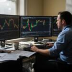 Forex trader at desk using MT4 and MT5 tools