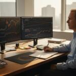 Trader analyzing forex and gold charts