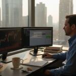 Trader monitoring automated gold trading setup