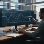 Man installing trading software in office
