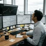 Trader at workstation monitoring forex and gold automation