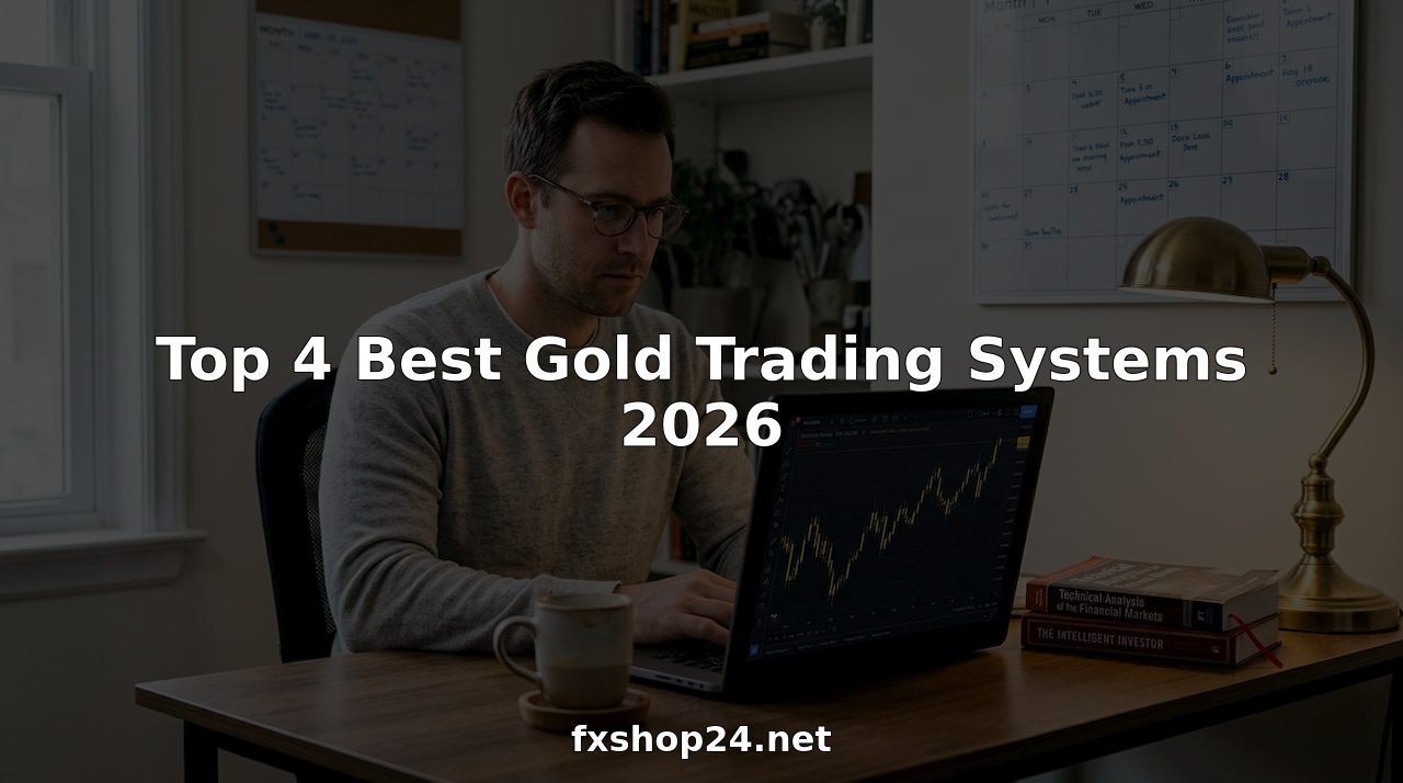 Trader reviewing gold charts at home office desk
