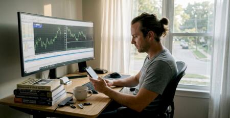 Home trader checks software security alerts