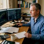 Trader analyzing live forex account results