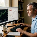 Forex trader watching MT4 and MT5 screens