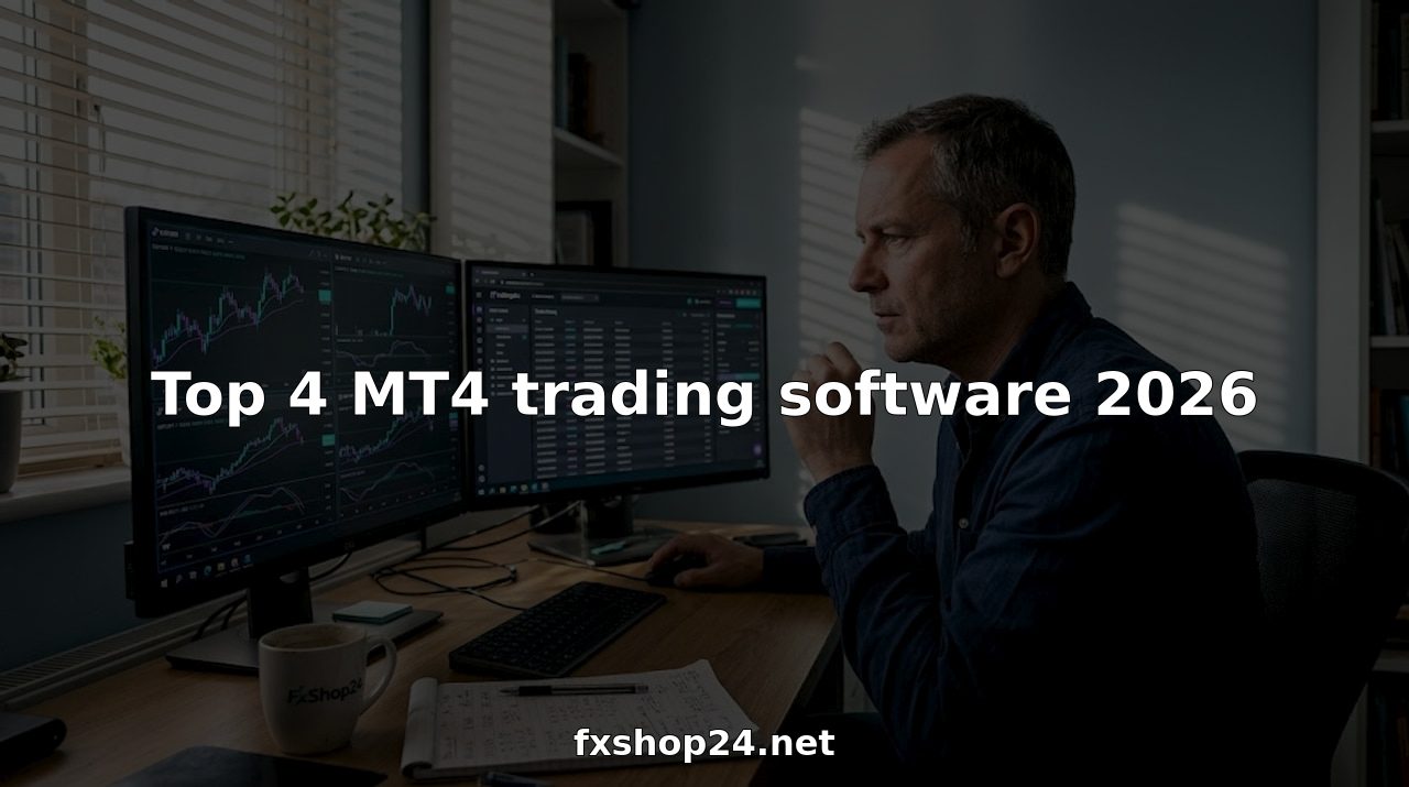 Trader analyzing MT4 software charts at home desk
