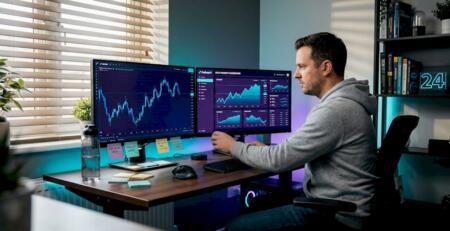Trader configuring forex and gold system