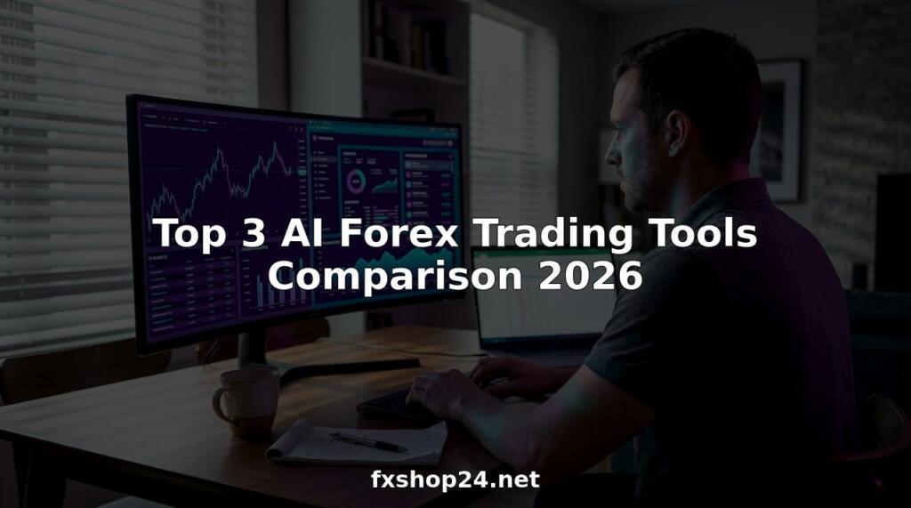 Trader using AI forex tools at home workspace