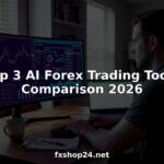 Trader using AI forex tools at home workspace