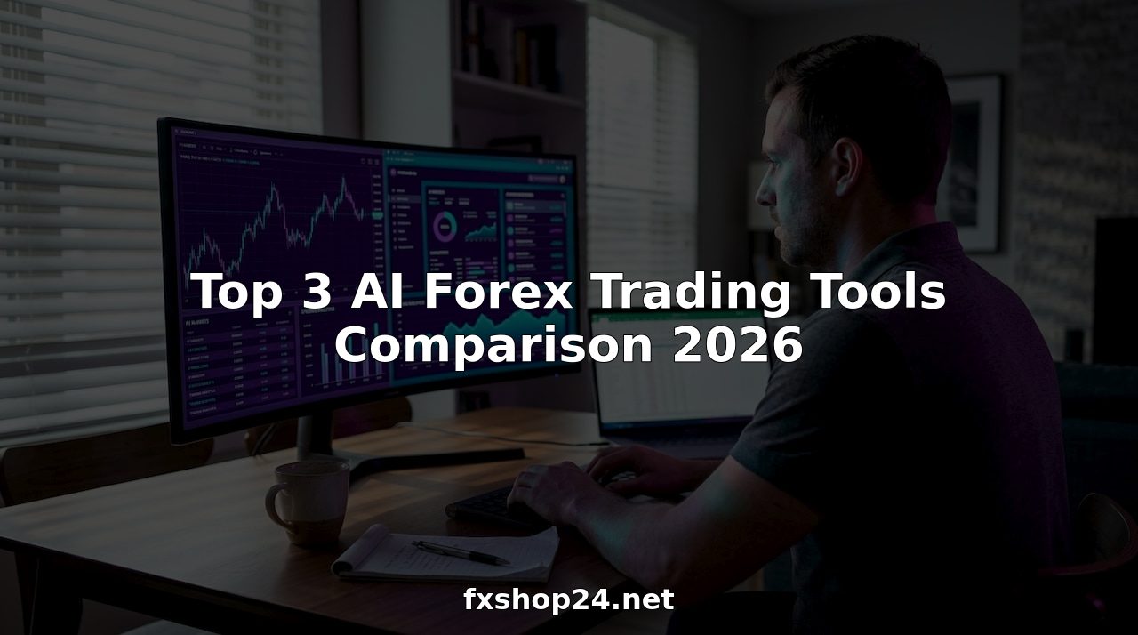 Trader using AI forex tools at home workspace