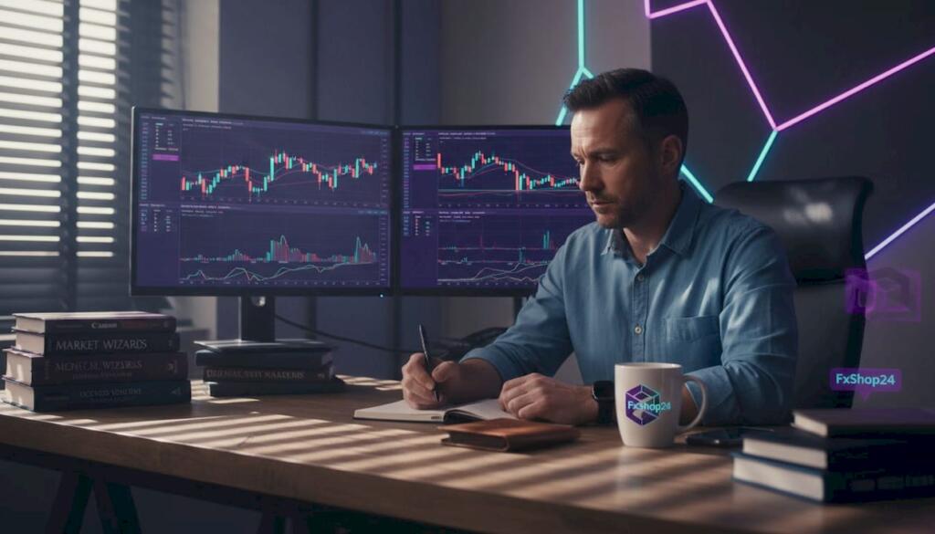 Trader monitoring MetaTrader in home office