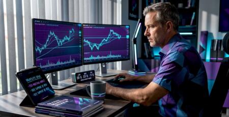 Trader analyzing forex and gold trends