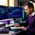 Forex trader monitoring market volatility at desk