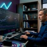 Trader reviewing forex dashboard in home office