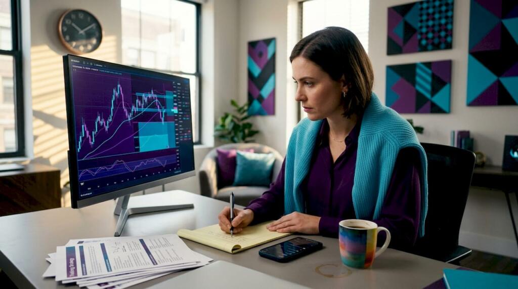 Home 39 Trader analyzing indicator signals at home
