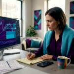Trader analyzing indicator signals at home