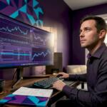 Trader working on EA optimization at home office