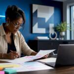 Compliance officer reviewing workflow documents