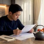 Trader reviewing risk management documents