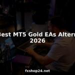 Trader using laptop reviewing MT5 gold EA strategies