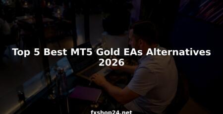 Trader using laptop reviewing MT5 gold EA strategies