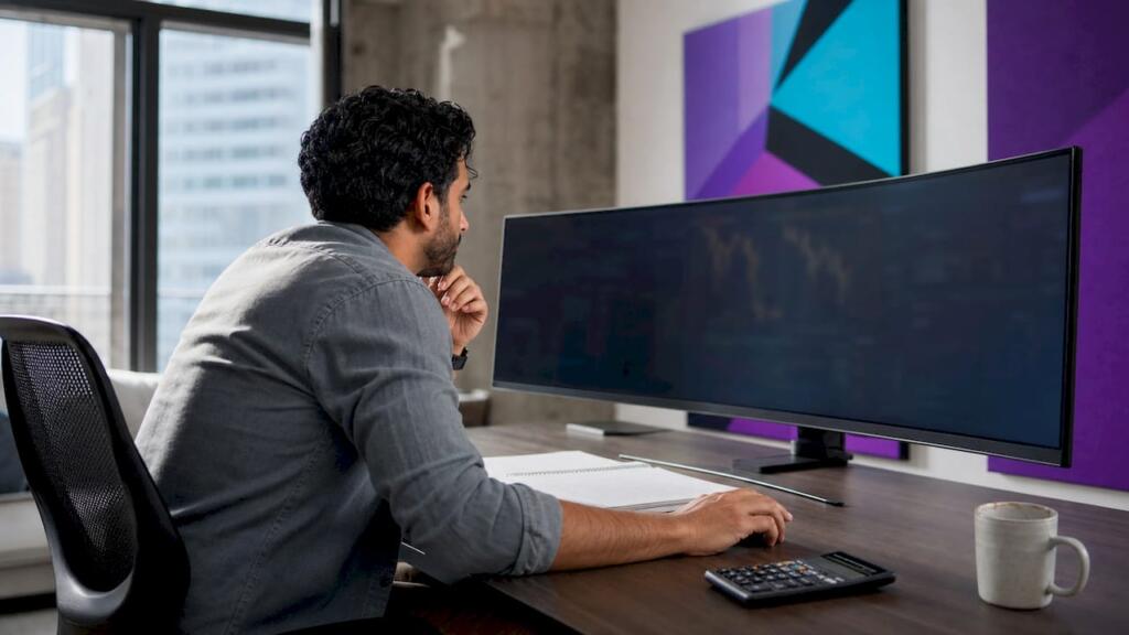 Trader analyzing backtesting data in home office