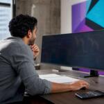 Trader analyzing backtesting data in home office