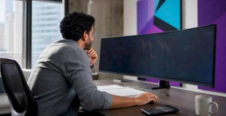 Trader analyzing backtesting data in home office