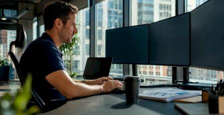 Trader working on automated trading system