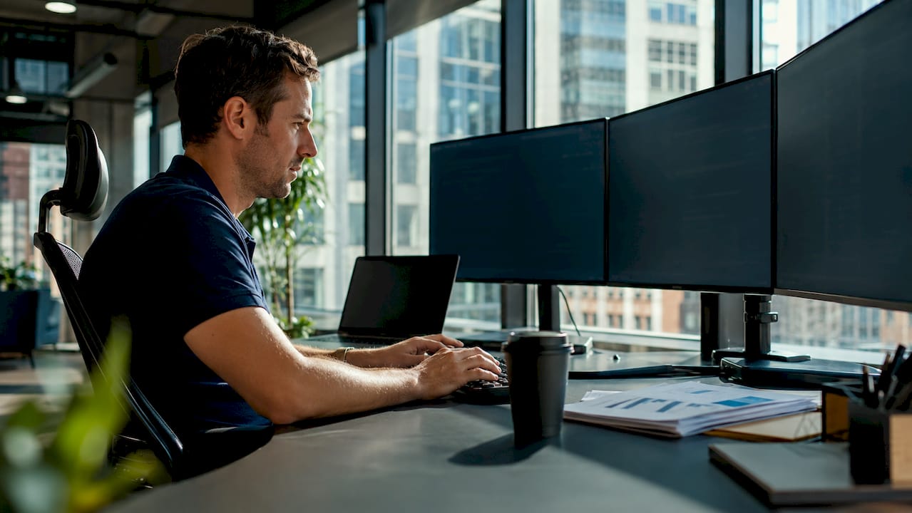 Trader working on automated trading system