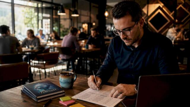 Trader reviewing prop firm checklist at desk