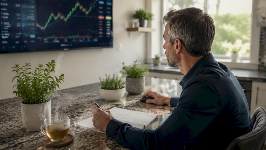 Trader working with MetaTrader software
