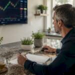Trader working with MetaTrader software