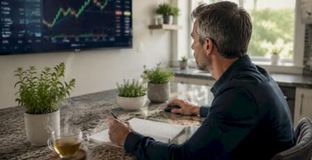 Trader working with MetaTrader software