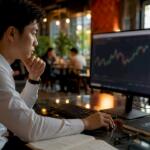 Forex trader using MetaTrader 4 trading platform