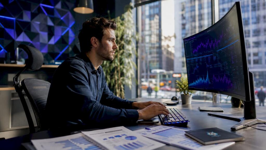 Trader adjusting strategy parameters at desk