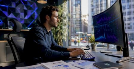 Trader adjusting strategy parameters at desk