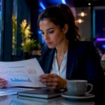 Financial analyst reviewing hedging strategy documents