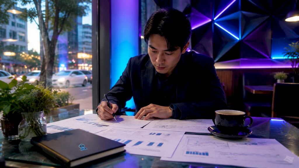 Trader reviewing gold and forex trading charts