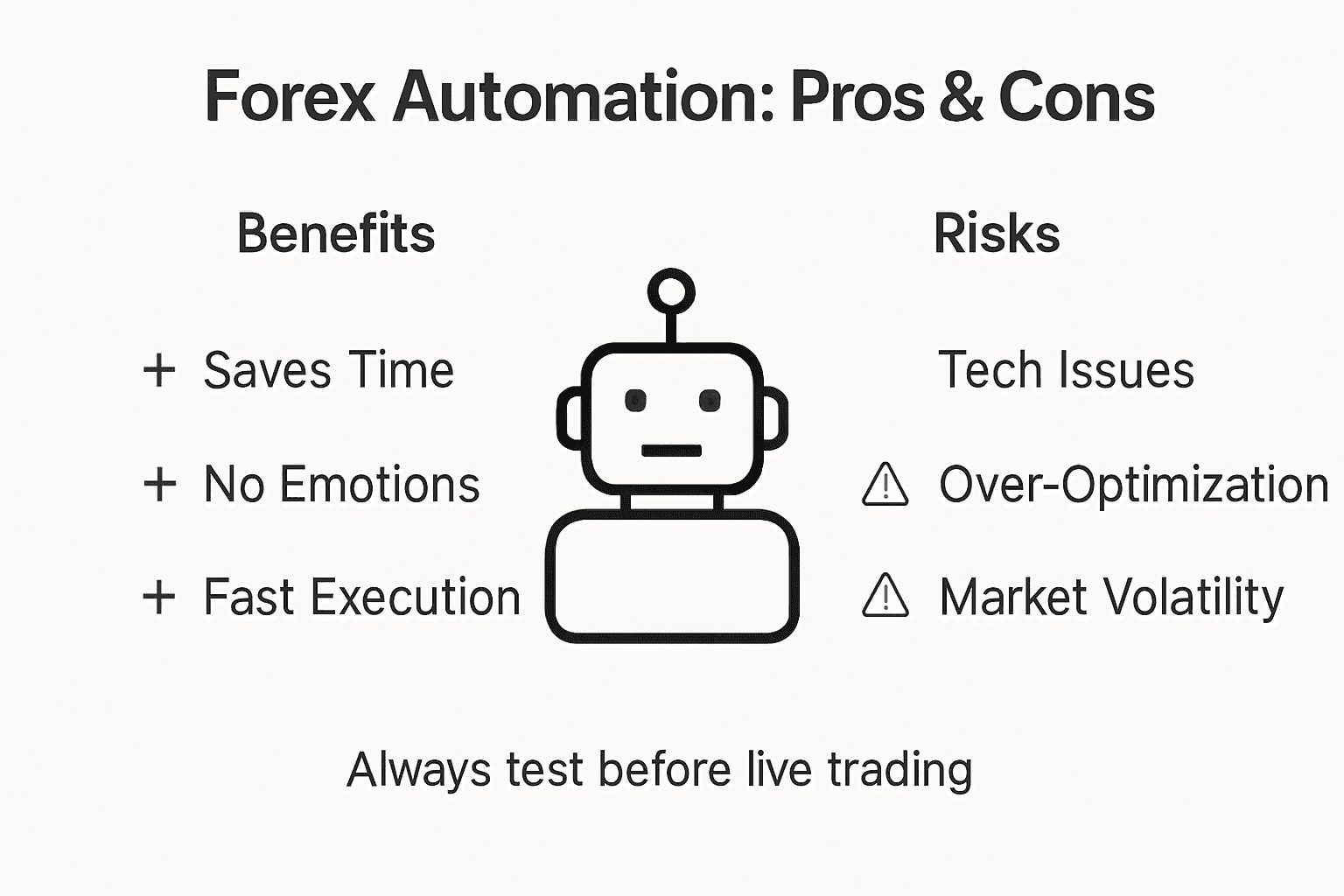 Infographic showing forex automation pros and cons