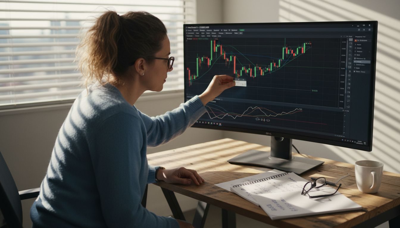 Woman dragging indicator onto MT5 chart