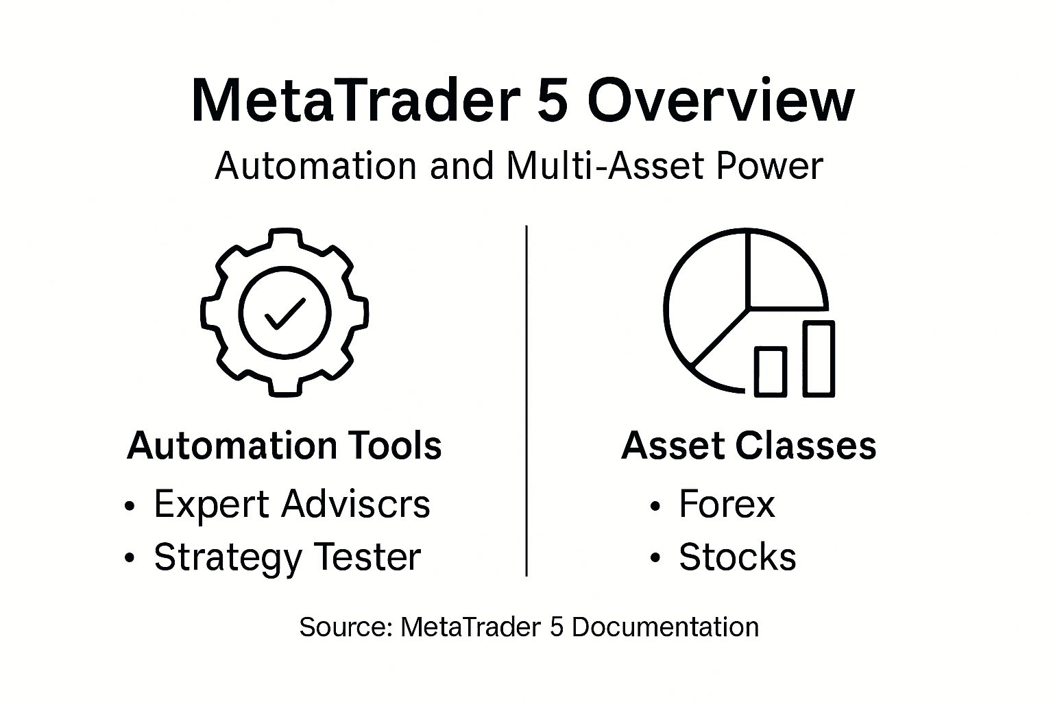 Infographic showing MT5 automation and asset types