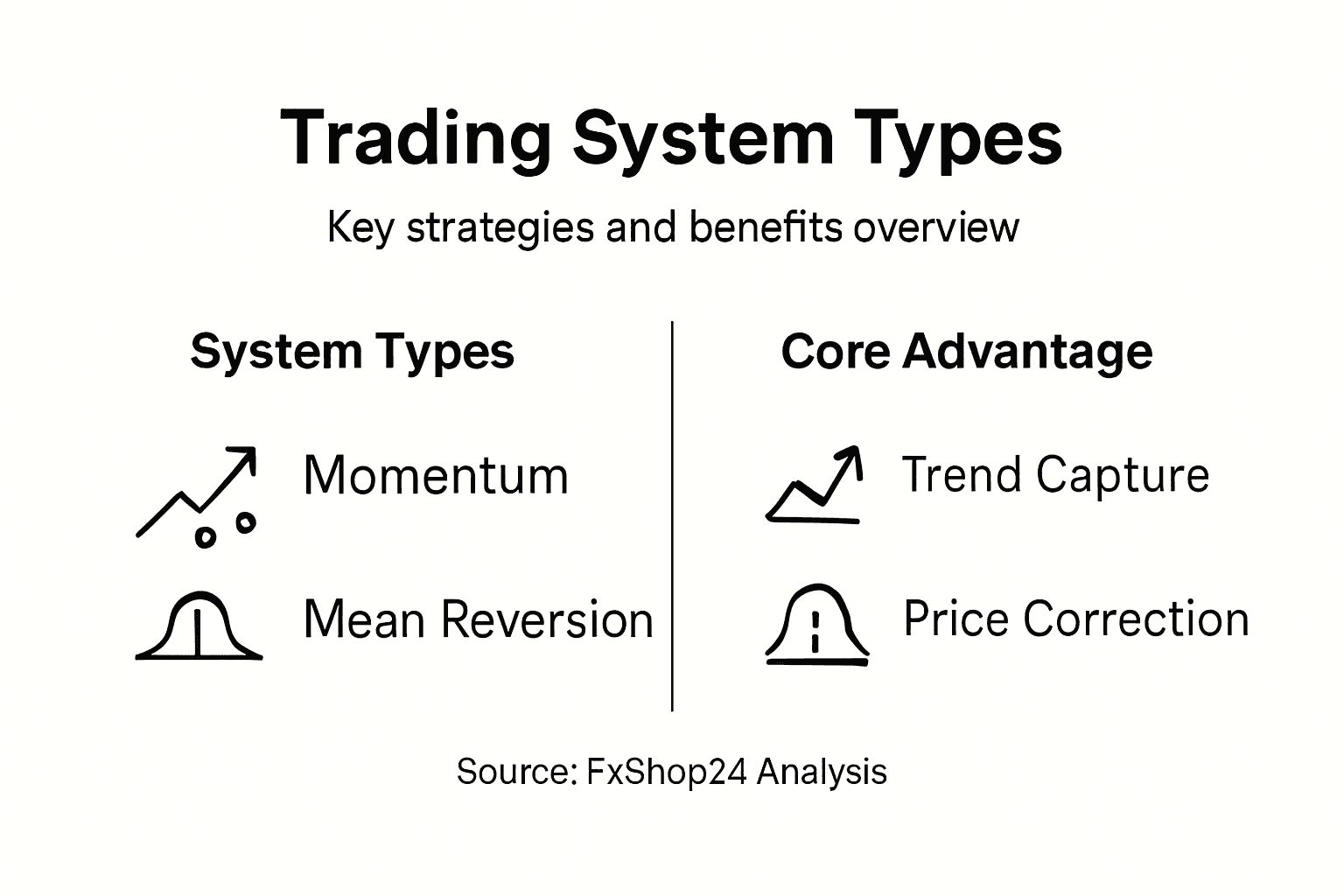 Infographic summarizing trading system strategy types